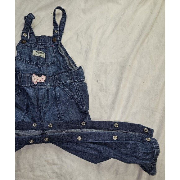 OshKosh B’gosh Denim Overalls – 24M – Denim dark/white&pink stripe bow tie RARE! - Picture 9 of 12